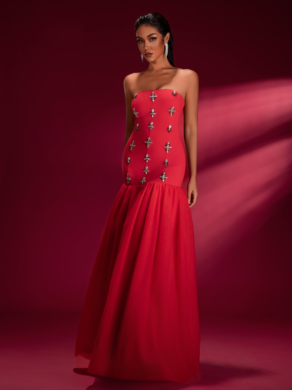 Aurelia — Red Formal Evening Gown, alternate view 4