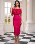 Ivy Rose Open Back Ruffle Midi Dress with Ruched Detailing