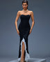 Elegant strapless mermaid long dress with draping