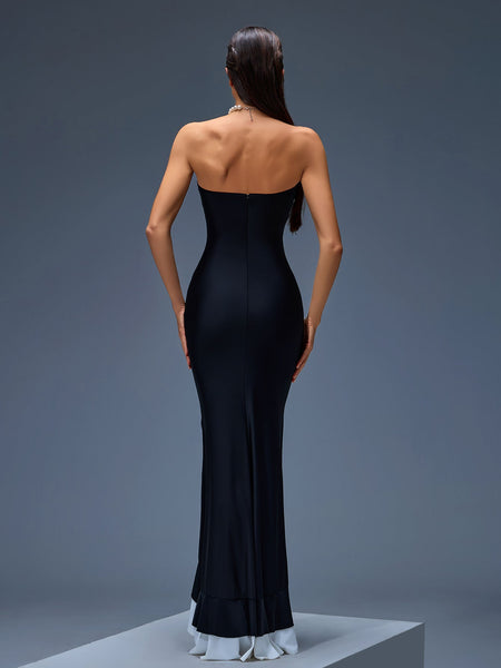 Elegant strapless mermaid long dress with draping