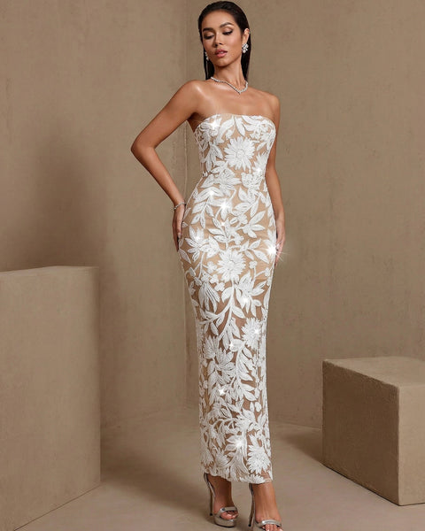 Luxuriöses Paillettenbesticktes Bustier-Maxikleid
