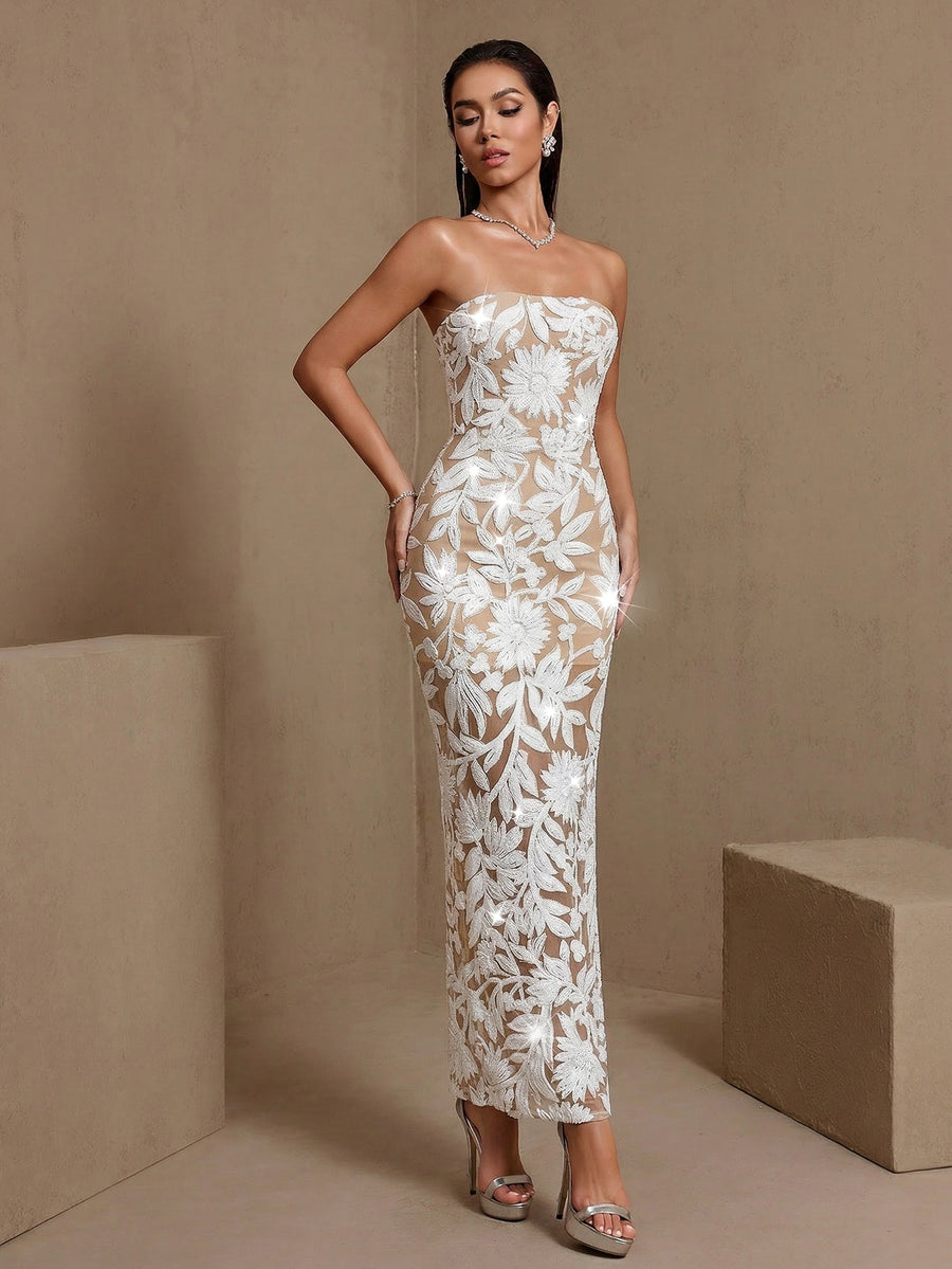 Harbor Monaco — Luxury Sequin-Embroidered Bustier Maxi Dress, alternate view 2