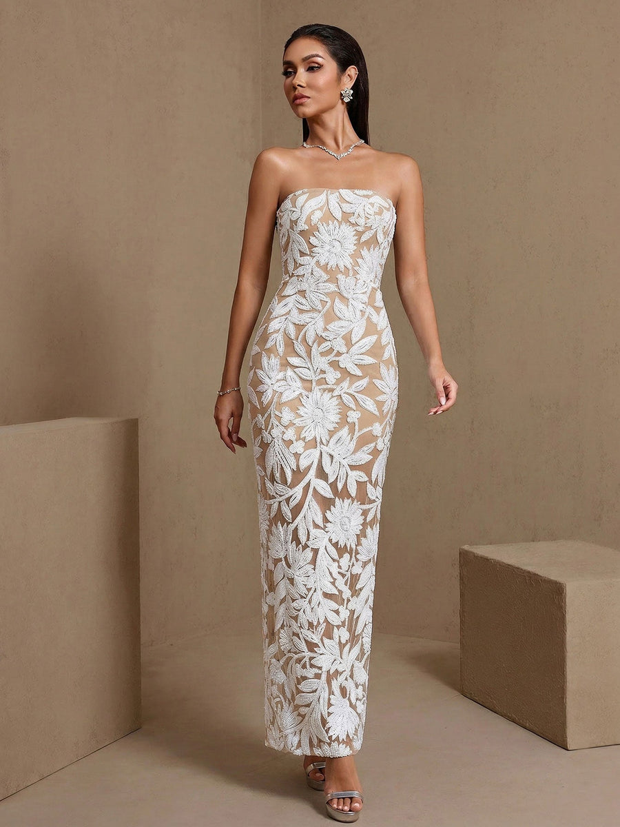 Luxuriöses Paillettenbesticktes Bustier-Maxikleid