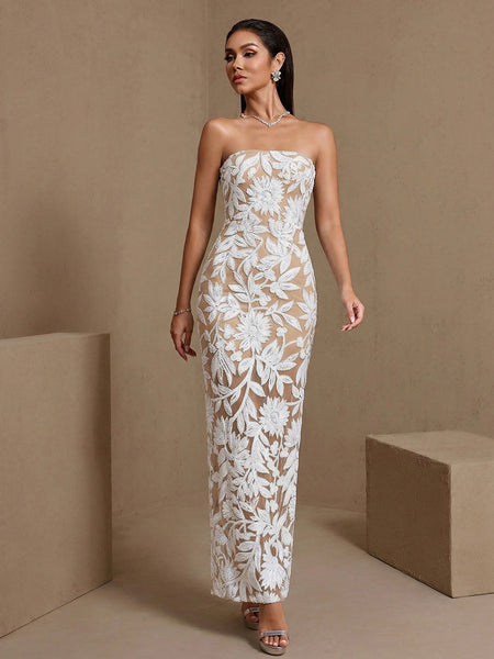 Luxuriöses Paillettenbesticktes Bustier-Maxikleid