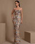 Papillon Aveline — 3D Butterfly Applique Mesh Strapless Maxi Dress