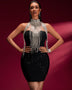 Short bandage dress with crystal fringe for a glamorous and trendy look