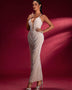 Pearl Embellished Maxi Evening Dress - Opulent Empire