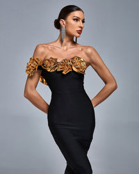 Coraline — One Shoulder 3D Flowers Bandage Dress, alternate view 4