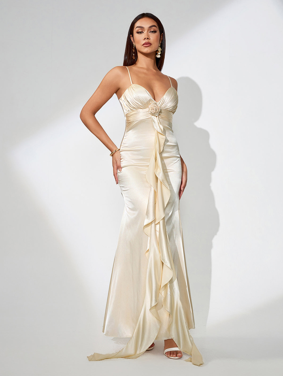 Romilly Bellamy — Elegant Slim Dress with Pink Ruffles, alternate view 6