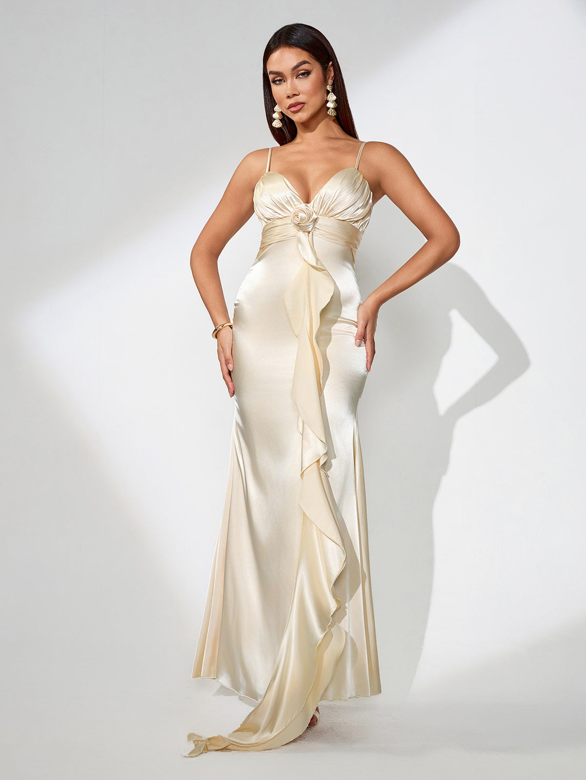 Romilly Bellamy — Elegant Slim Dress with Pink Ruffles, alternate view 4