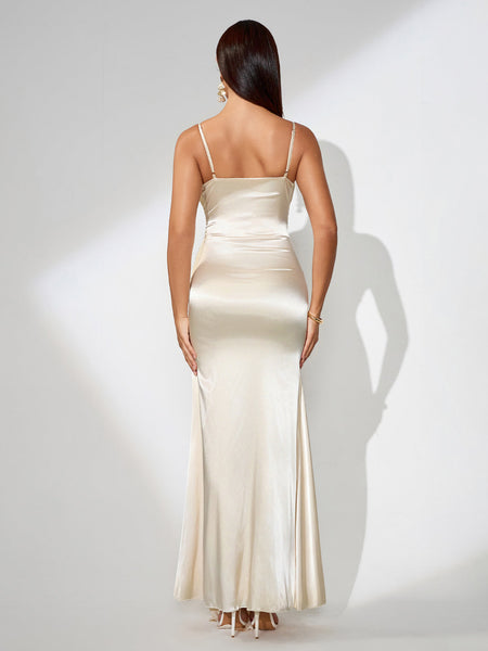 Elegant Slim Dress with Pink Ruffles