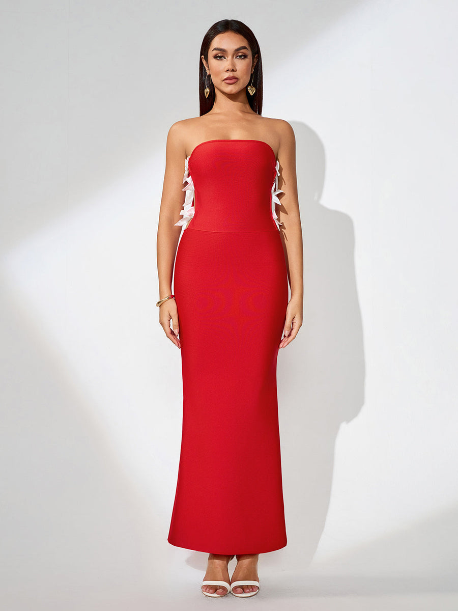 Elegant Strapless Bowknot Side Bandage Dress for a Chic and Stylish Look