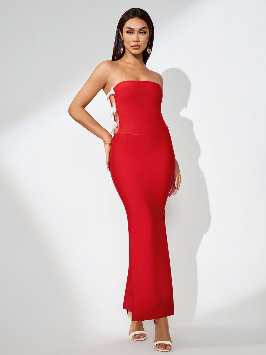 Elegant Strapless Bowknot Side Bandage Dress for a Chic and Stylish Look