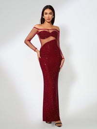 Rowan Rousseau — Asymmetrical Mesh Dress with Rhinestones