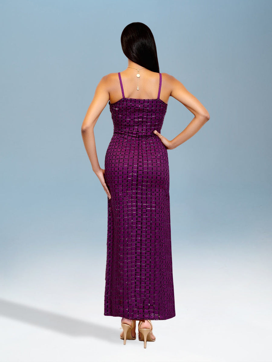 Glamorous Rhinestone-Accented Elegant Maxi Dress
