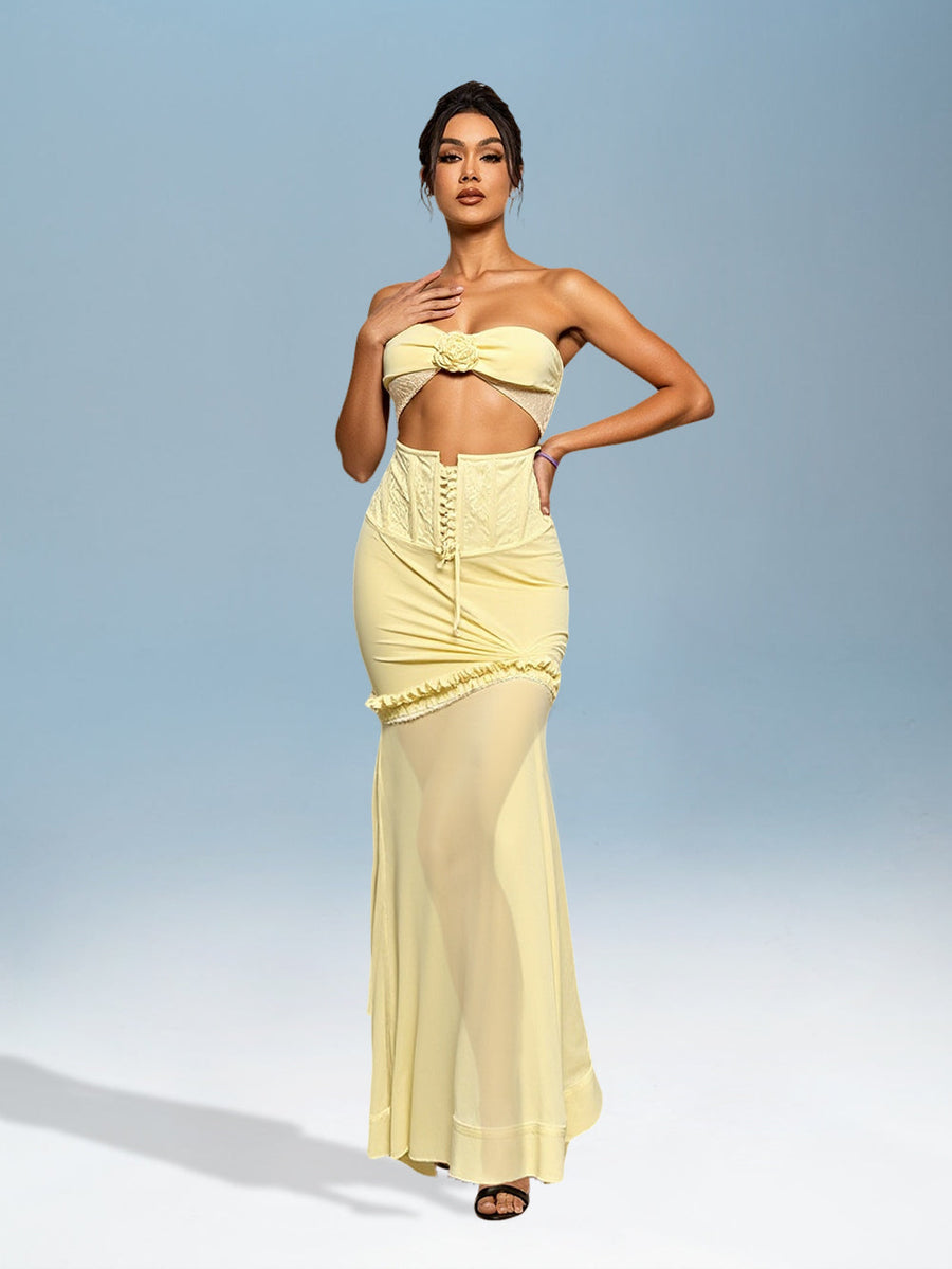 Béatrice Bellamy — 3D Fishtail Dress with Cut-Out Flowers, alternate view 2