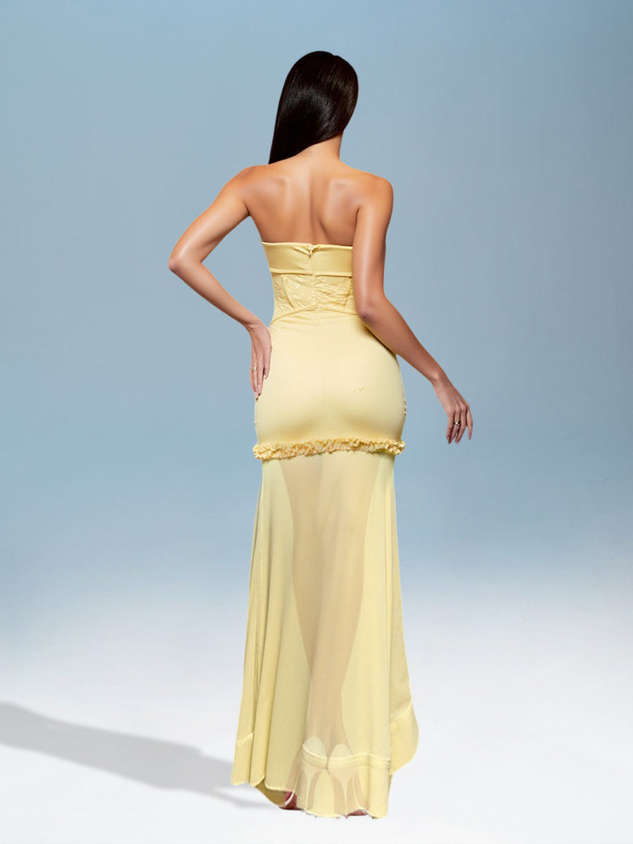 3D Fishtail Dress with Cut-Out Flowers for a Stylish and Unique Look