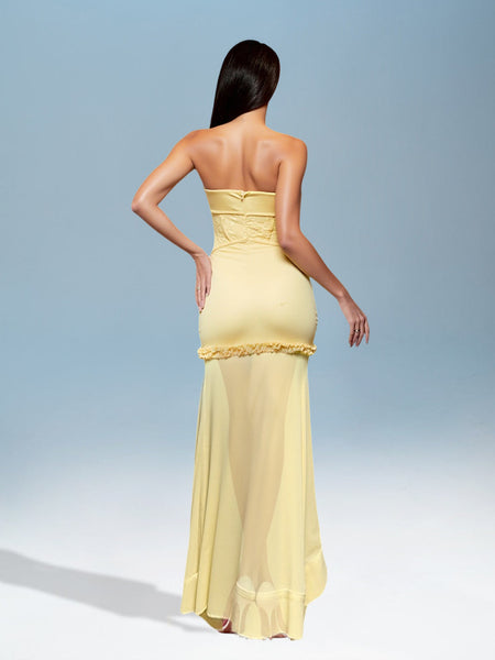 3D Fishtail Dress with Cut-Out Flowers for a Stylish and Unique Look