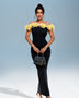 Elegant 3D Flower Off-Shoulder Bandage Dress for a Stunning Look