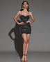 Mini dress with sparkling rhinestone embroidery