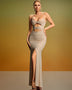 Cutout Design Beaded Prom Maxi Dress