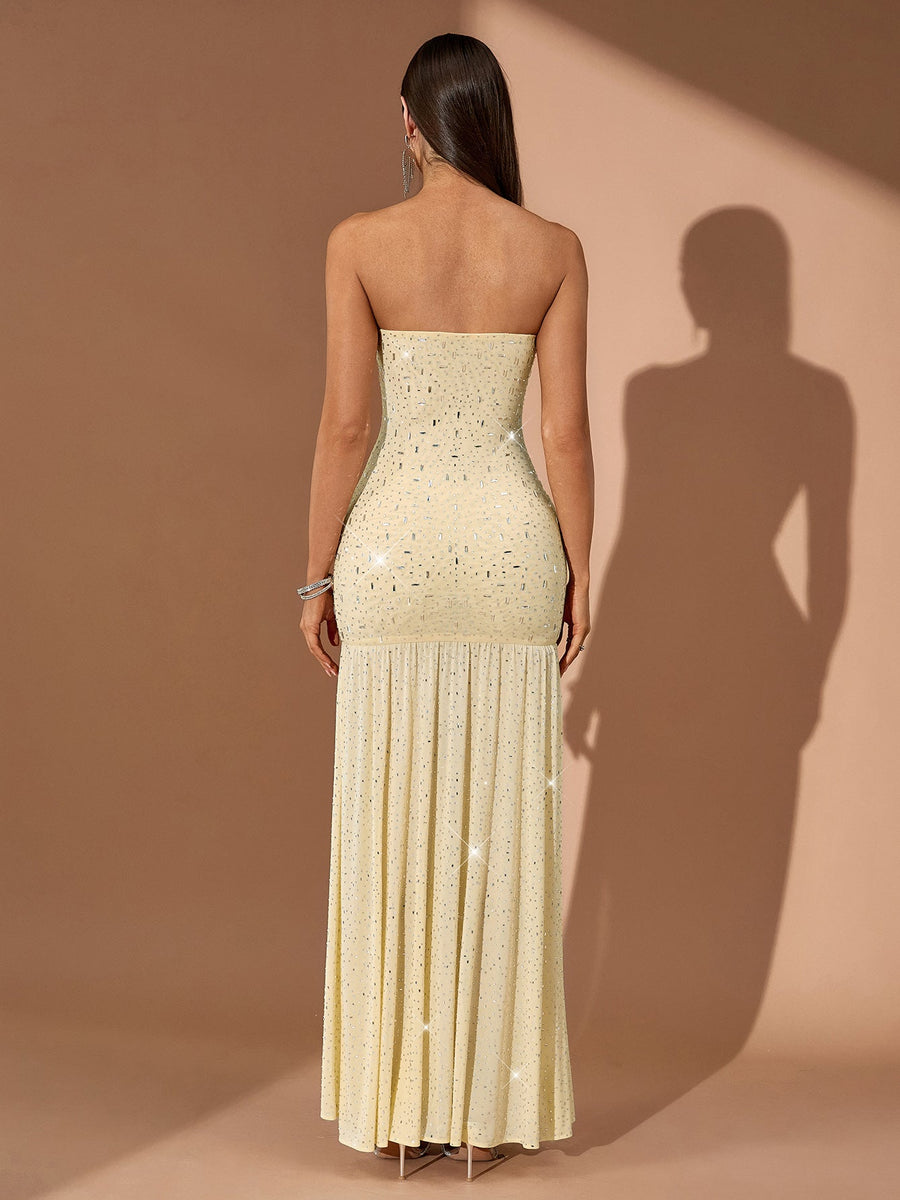 Hotfix Rhinestone Bustier Backless Dress