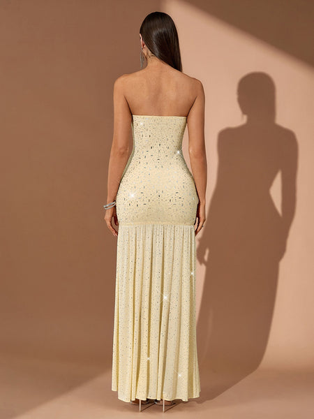 Hotfix Rhinestone Bustier Backless Dress