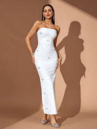 Celestine Rivière — Strapless Crystal Embellished Bandage Dress