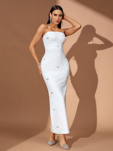 Strapless Crystal Embellished Bandage Dress