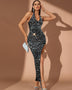 Sparkly Crystal Open Back Bandage Dress