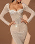 Rhinestone Embellished Mesh Maxi Dress