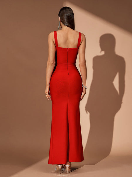 Straps Crystal Embellished Bandage Dress