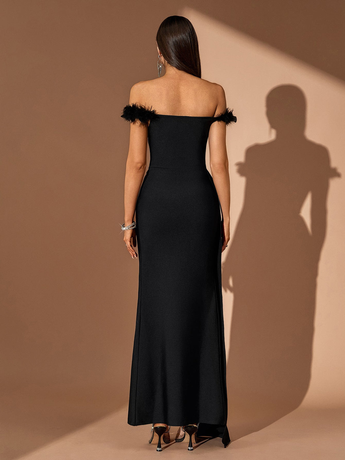 Guinevere Fontaine — Elegant Crystal Floral Draped Maxi Dress, alternate view 4