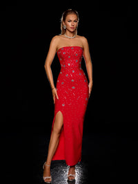Paloma Rivière — Crystal Embroidery Strapless Bandage Gown