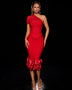 Set mit gerafftem Rock und One-Shoulder-Bandage