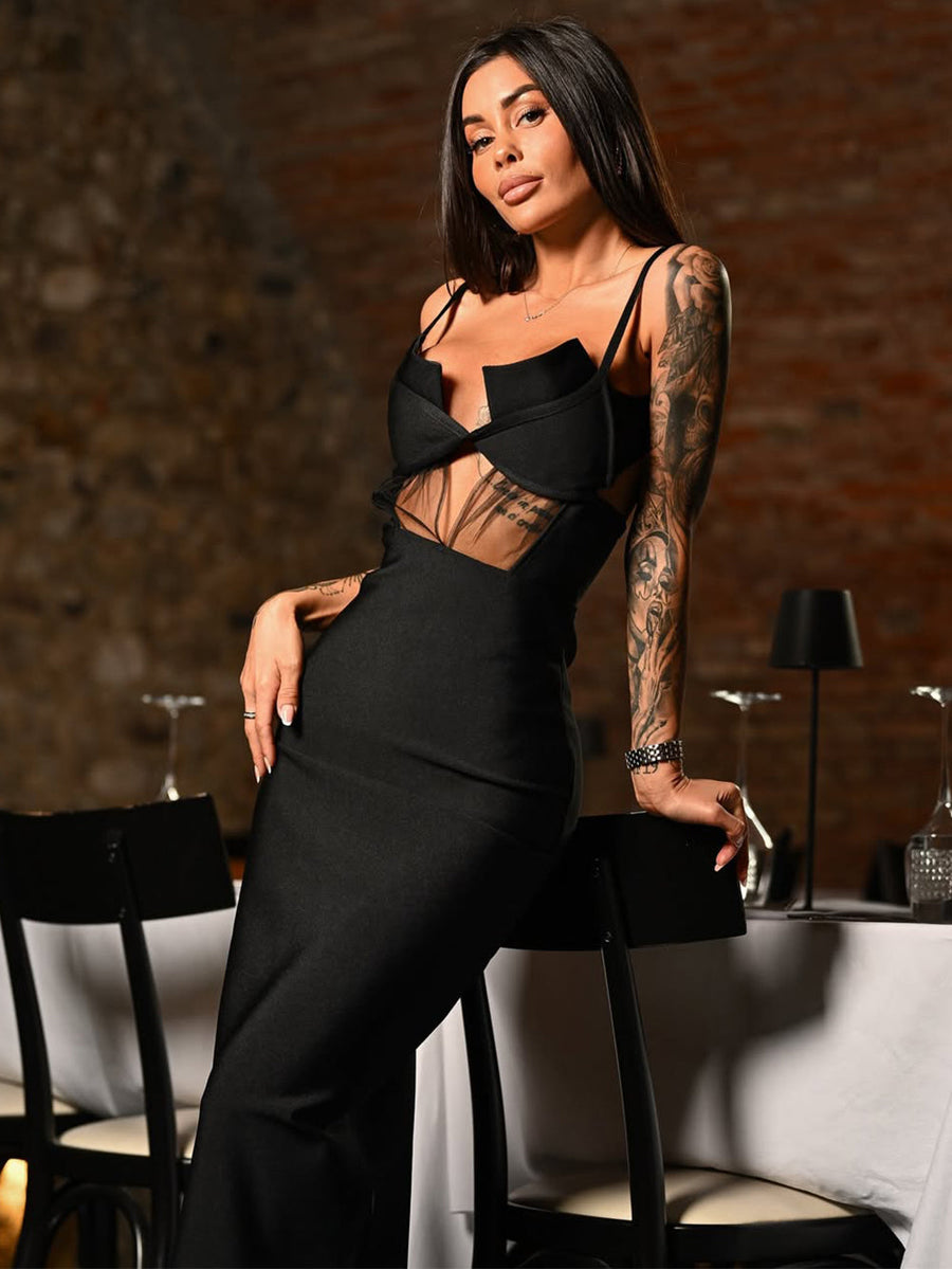Priscilla Moreau — High Waist Mesh Cutout Bandage Dress, alternate view 2