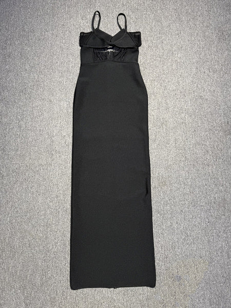 High Waist Mesh Cutout Bandage Dress