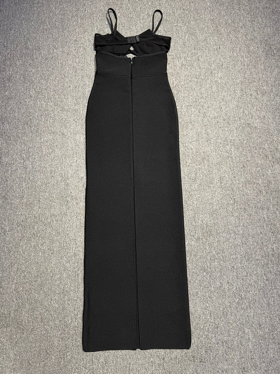 High Waist Mesh Cutout Bandage Dress