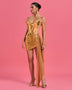 Prom Dress with Mirrors and Spectacular Draping