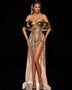 Abendkleid mit Pailletten und hohem Schlitz