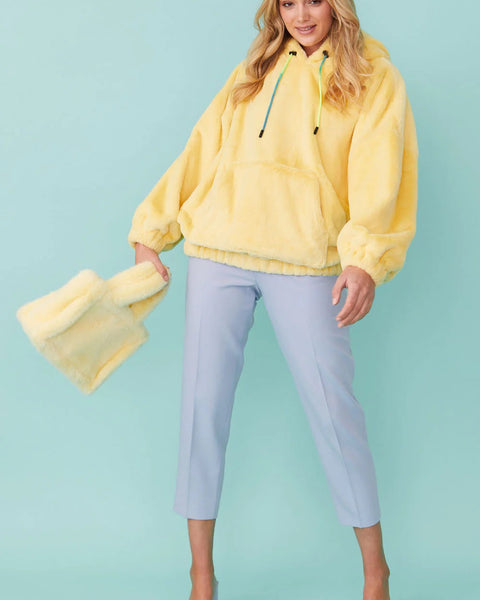 Faux Fur Oversized Yellow Hoodie