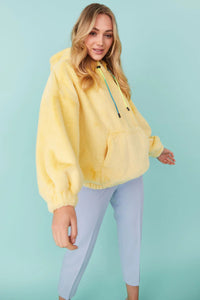 Perrin Versailles — Faux Fur Oversized Yellow Hoodie Yellow Coat or Jacket
