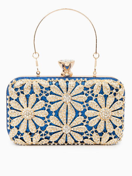 Flower Rhinestones Clutch Bag - Opulent Empire