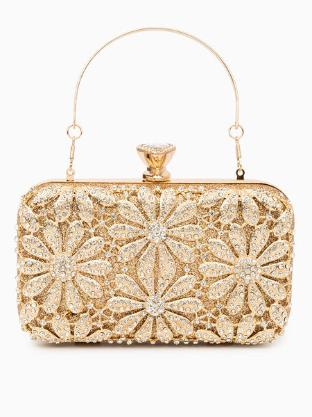 Flower Rhinestones Clutch Bag - Opulent Empire