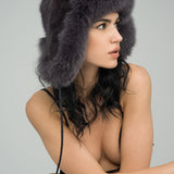 Gray Genuine Arctic Fox and Mink Fur Hat-1