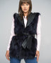 Purple Genuine Fox Fur Vest with Leather Belt-0
