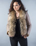 Beige Merino Shearling Jacket with Racoon Fur Collar-0