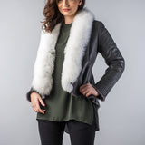 Gray Merino Shearling Jacket with Arctic Fox Fur Collar-0