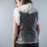 Gray Natural Nappa Lambskin Merino Fur Vest-1