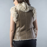 Taupe Natural Nappa Lambskin Merino Fur Vest-1